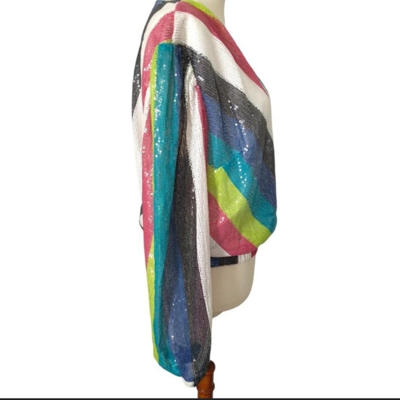 🌈Ashley Stewart Sequin Rainbow Top🌈 - Picture 4 of 6
